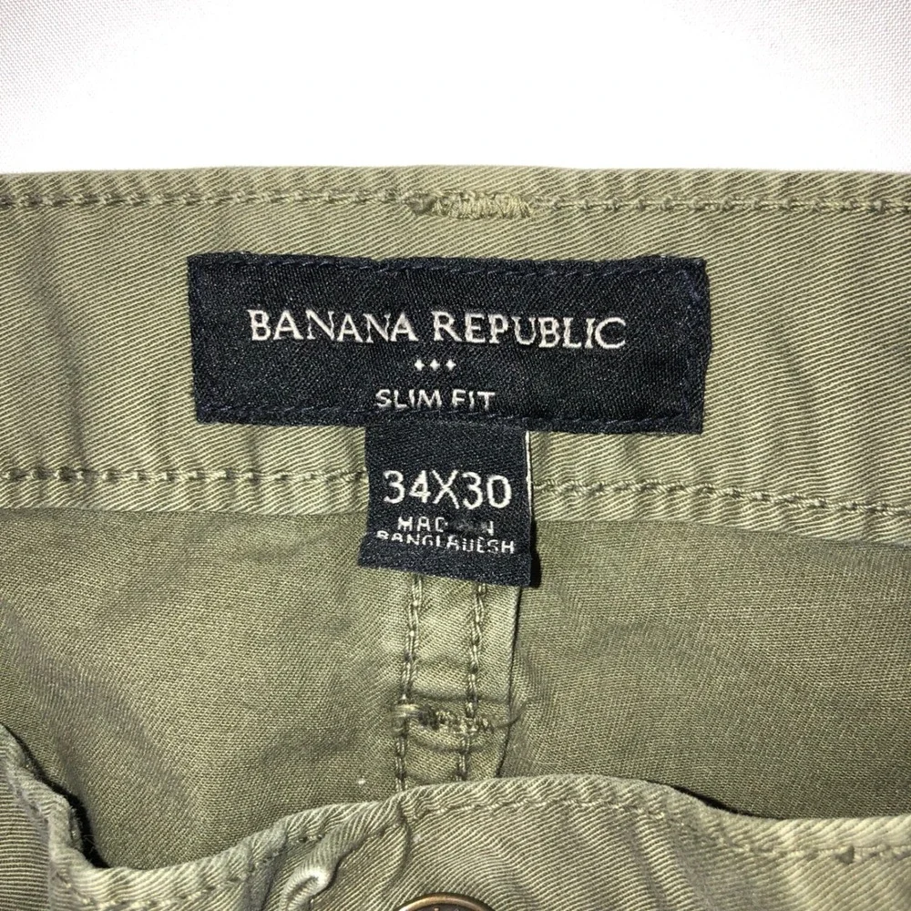 Banana Republic Mens Slim Fit Pants 34x30 Olive Green 5-Pocket Twill Chinos